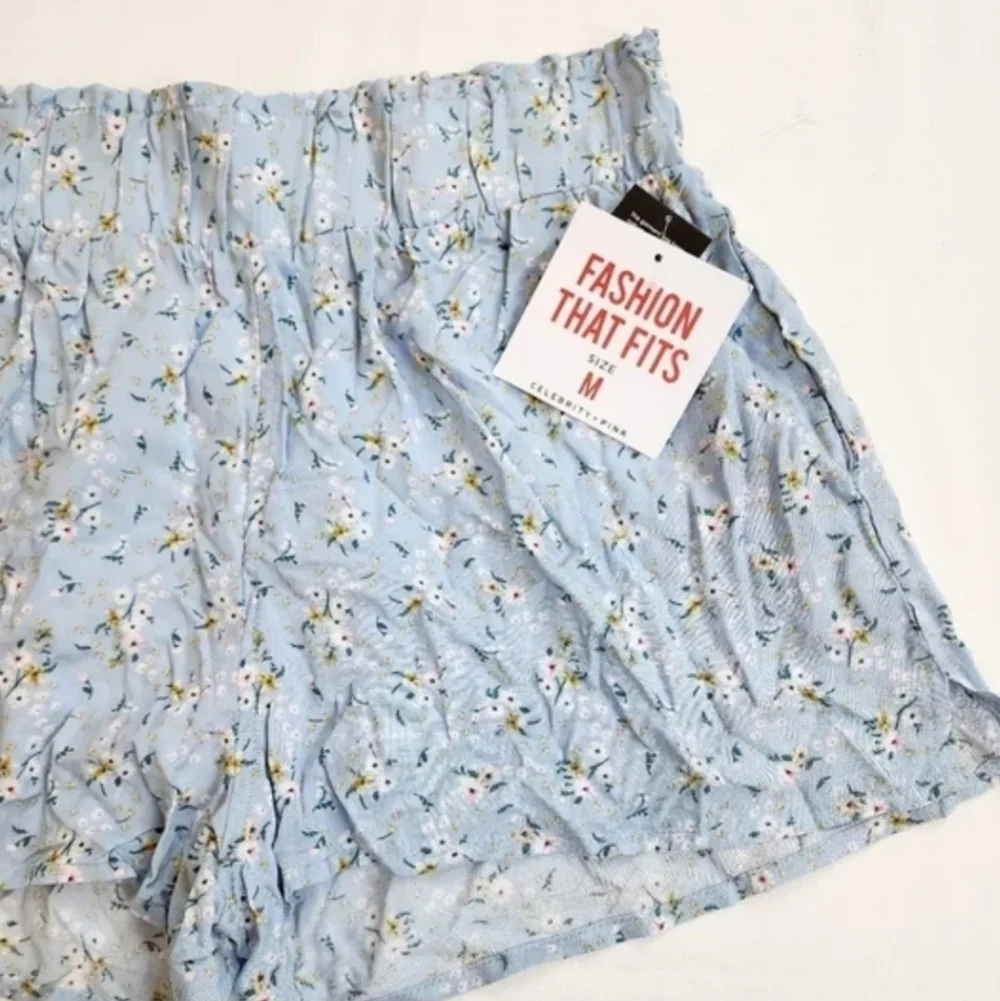 Celebrity Pink Blue Floral Print Shorts